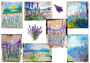 Maľba akrylom - zátišie s levanduľou